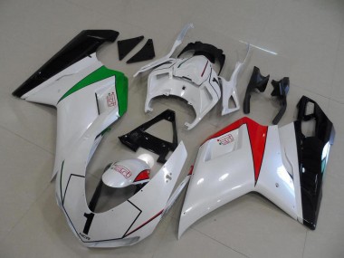 Bianco Perla con Italy Bandiera Carene Ducati 848 1098 1198 07-14