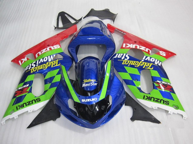 Blu Verde Rosso Telefumia Movistar Carene Suzuki GSXR 600 K1 K2 K3 01-03 Blu Verde Rosso Telefumia Movistar Carene Suzuki GSXR 600 K1 K2 K3 01-03