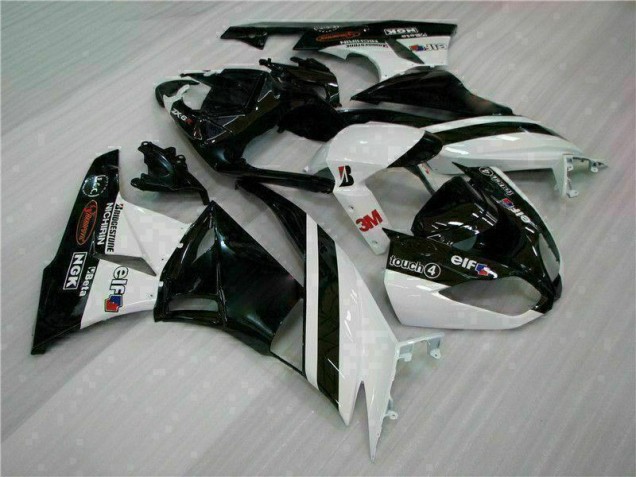 Nero Bianco 3M Touch4 Kits Carenatura Iniezione Kawasaki ZX6R 09-12