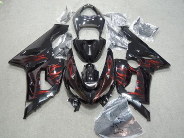 Nero Rosso Fiamma Kits Carenatura Kawasaki ZX6R 05-06
